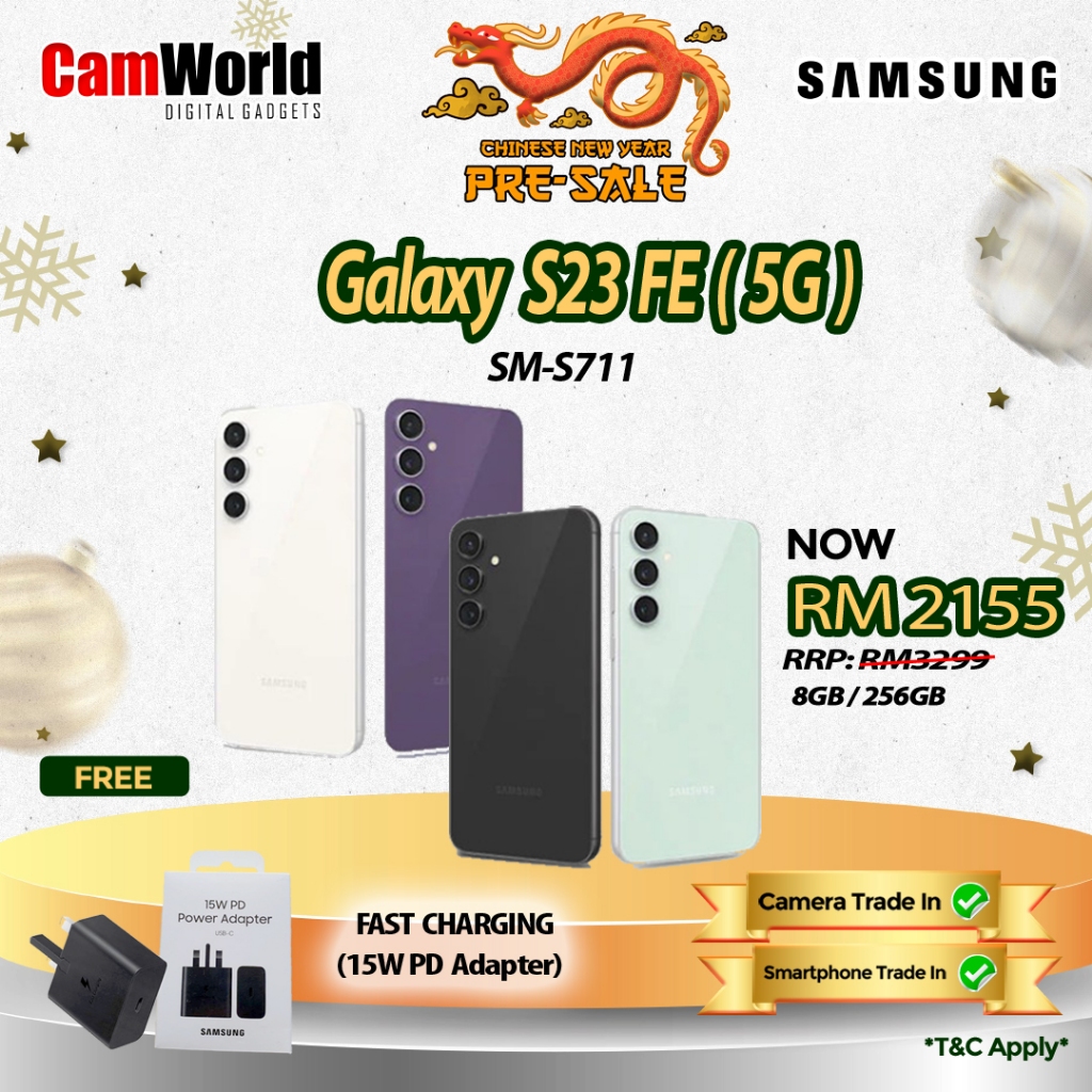 Samsung Galaxy S23 FE 5G ( SM-S711) ( 8GB + 256GB ) / Galaxy S22 ( SM-S901 ) ( 8GB +256GB ) With Samsung Adapter