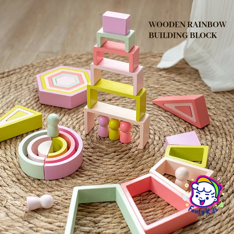 Wooden Rainbow Stacker/Balance Toy/Early Math/Small Sized Rainbow Arch Block/Baby Building Block/Toddler Early Education