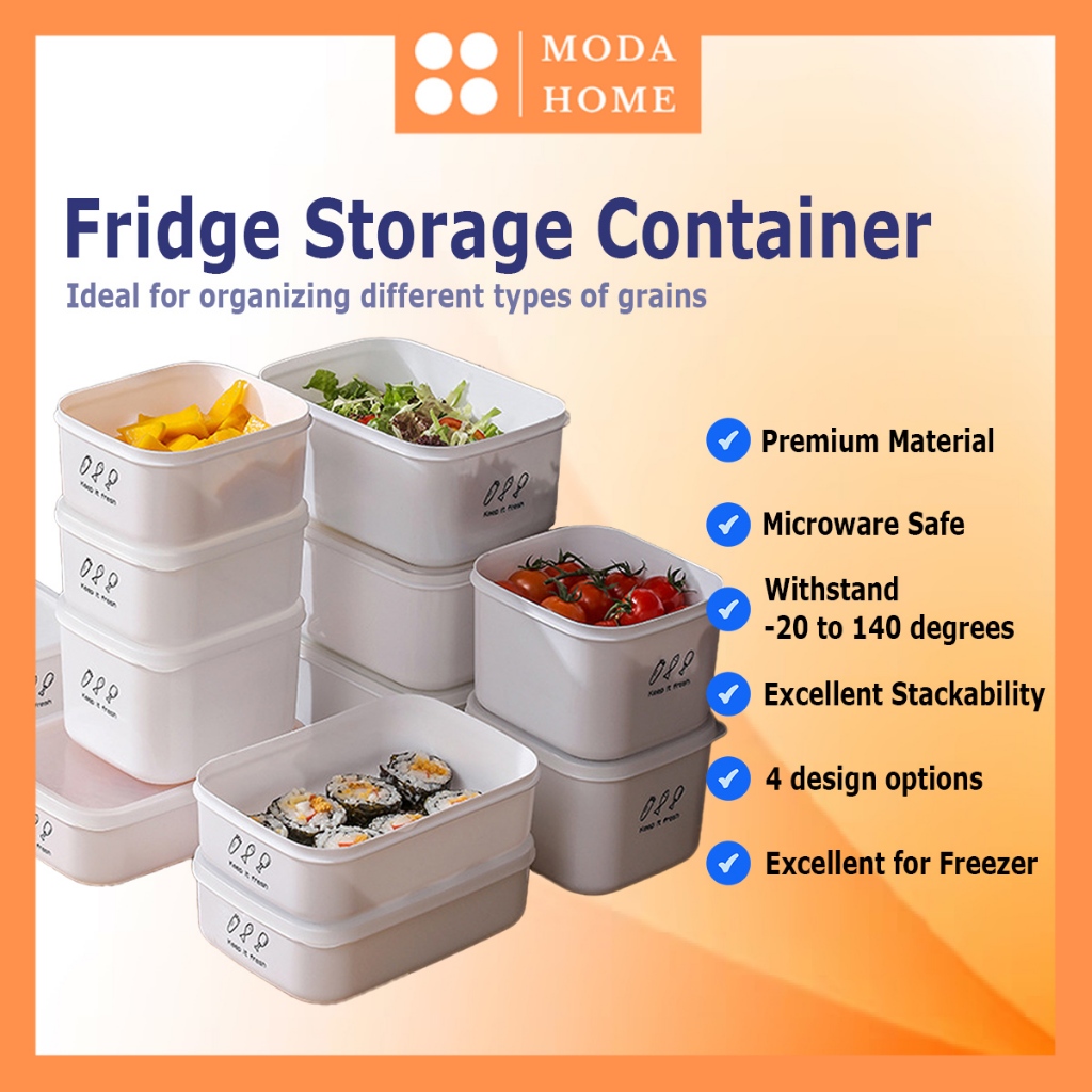 Moda Home Food Container Freezer Storage Fridge Organizer 冰箱收纳盒 - White (700ml/900ml/1000ml/1400ml)