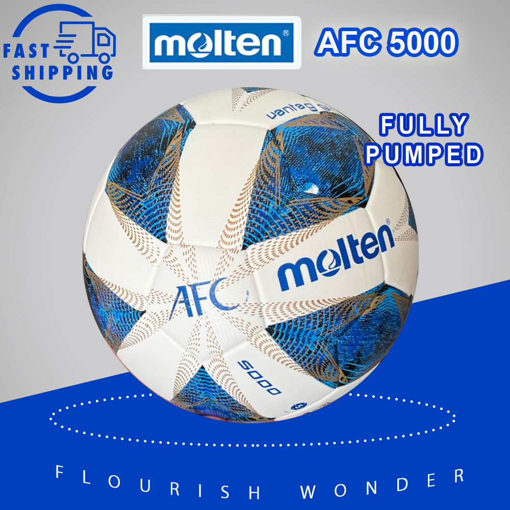 Molten AFC De Futbol Size 5 Textured TPU Leather Soccer Ball Thermal Bonded FootBall