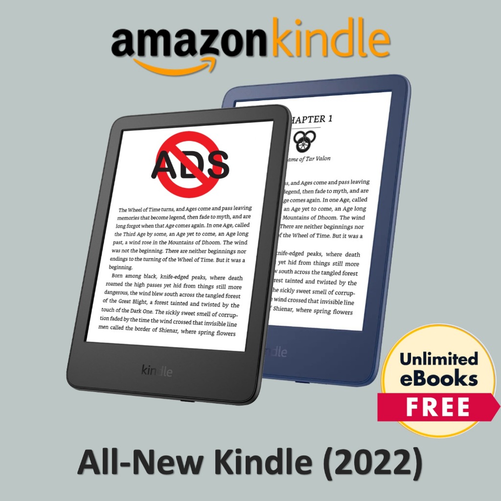 [No Ads] All-New Kindle (11th Gen) - 16 GB + 6" 300 PPI Display eReader | Unlimited eBooks Package