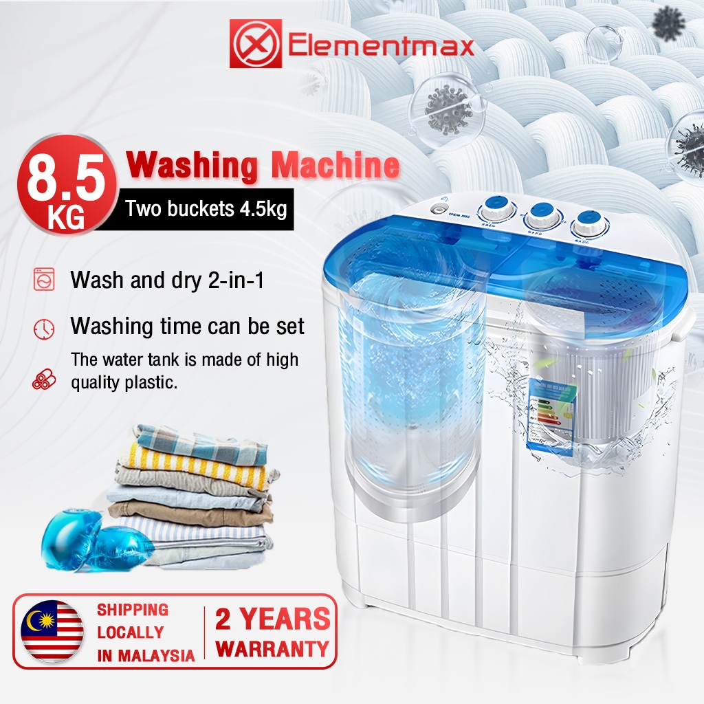 🔥2 year warranty🔥MINI Semi Auto Double tub Washing machine 8.5KG Mini Mesin Basuh Separuh Auto  Blu-ray spin dry半自動雙缸洗衣機