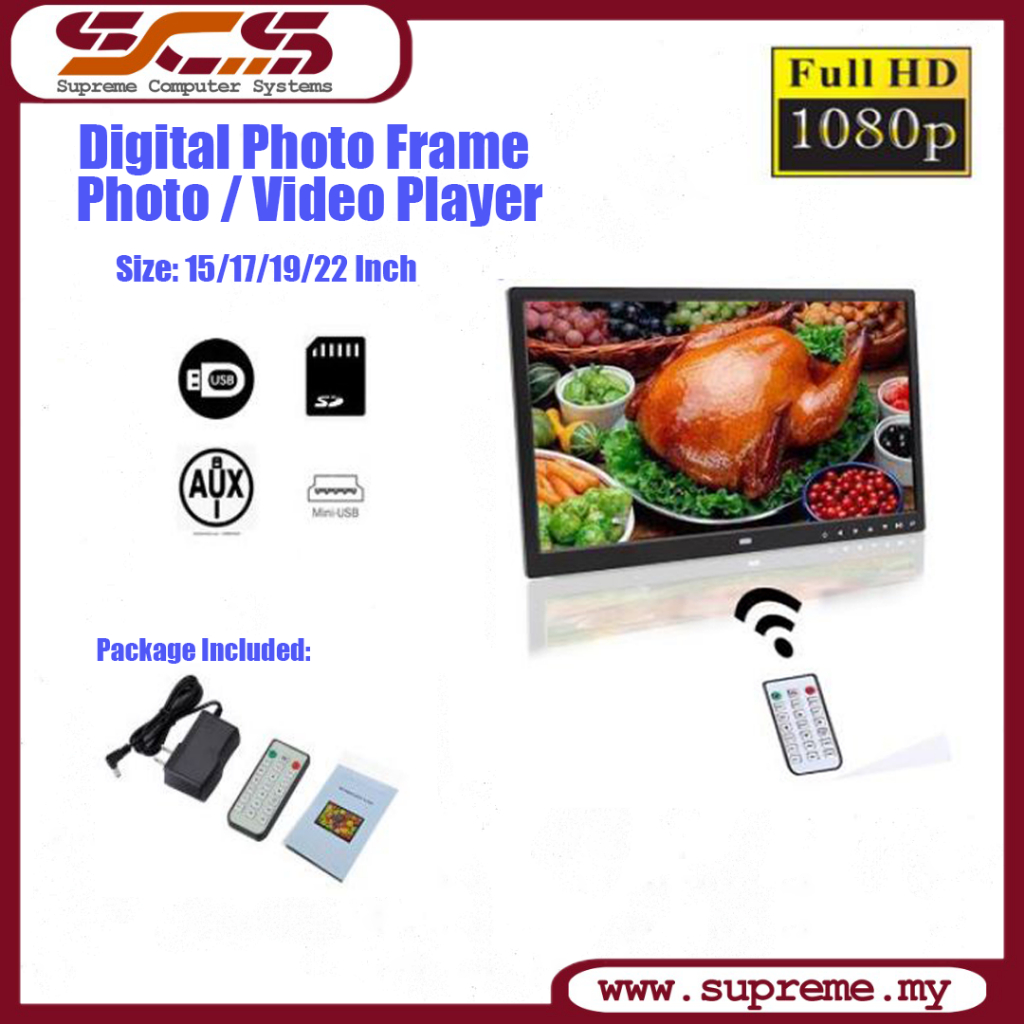 15/17/19/22 inch Digital Photo Frame / Advertisement Display with Looping Playback / Photo & Video Player / MP3 Player