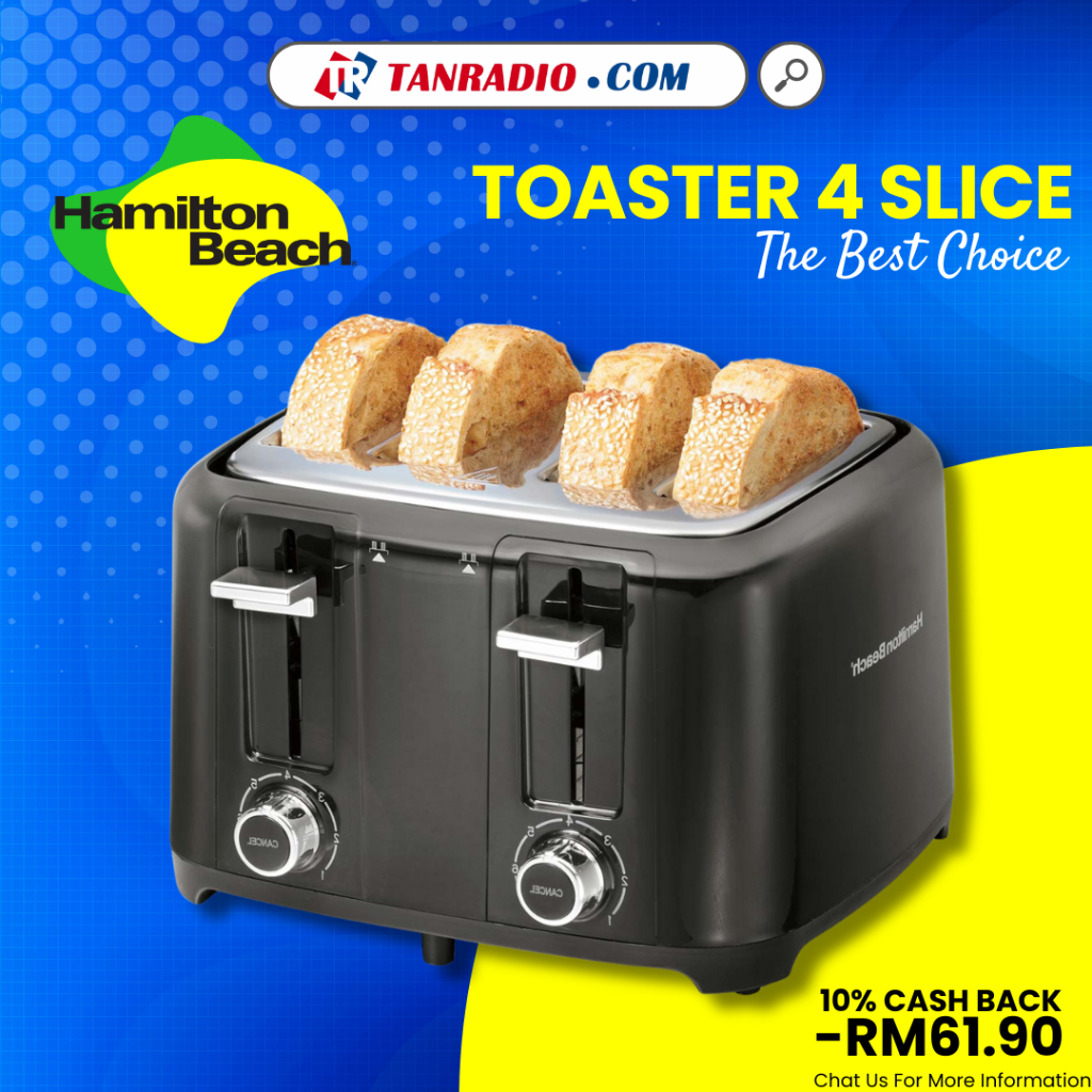 (Free Shipping) Khind Bread Toaster Midori Series With Cover 2 Slices BT808 /Hamilton Beach 4 slice Toaster 24217 - 烤面包机