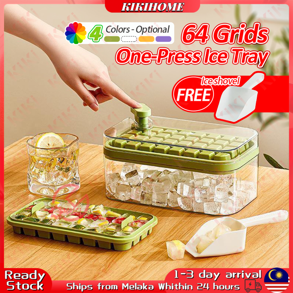 💥64 Grid ICE Cube Maker Mould ICE Cube Tray With Top Cover Silicone ICE Cube Mould Silikon Dulang Ais Dengan Penutup 制冰盒