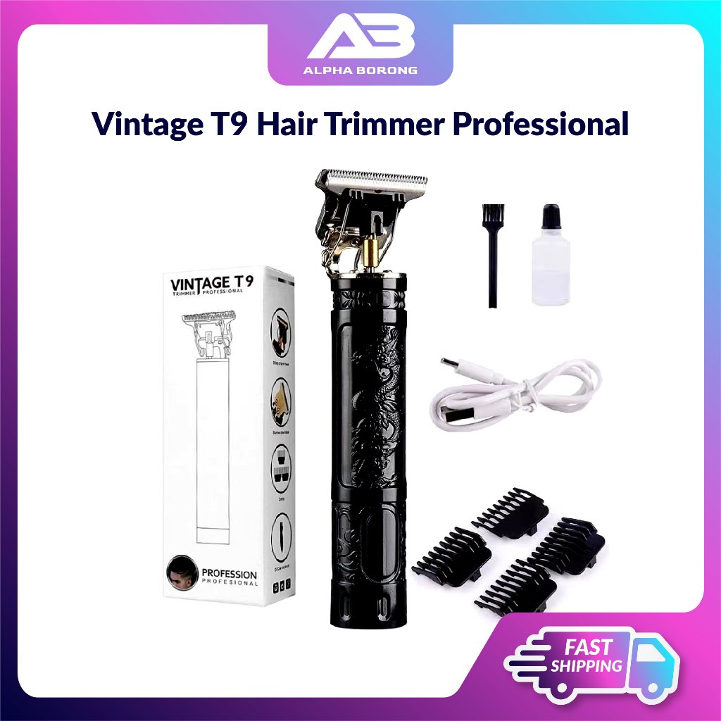 Alpha Borong Vintage T9 Hair Trimmer Professional Razor HW-T8 Blade Mesin Gunting Rambut Hair Tattoo Clipper