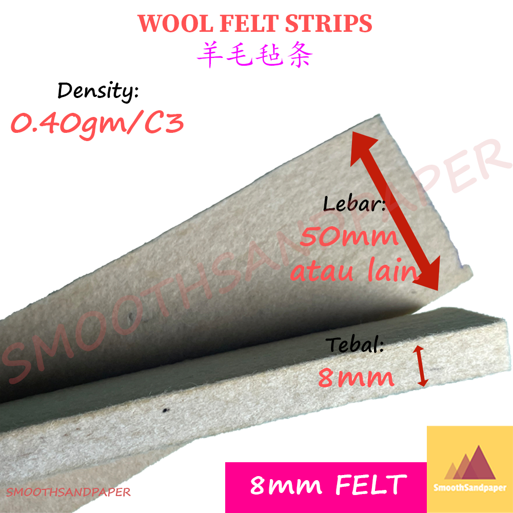 Wool Felt Strip 8mm Thick Pressed Felt Machine Felt 宽带砂光机砂光垫配件8mm厚防震羊毛毡条 image 3