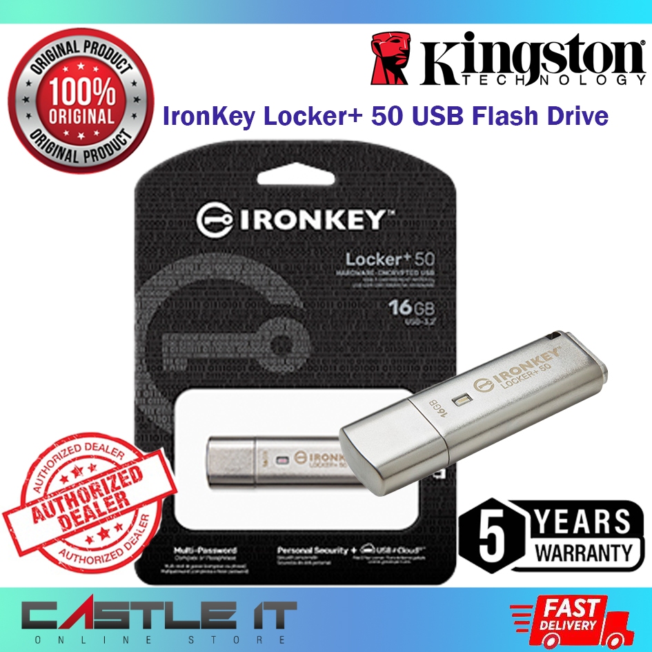 Kingston IronKey Locker+ 50 16GB 32GB 64GB 128GB 256GB Flash Security Drive XTS-AES Encrypted Data Protection USBtoCloud