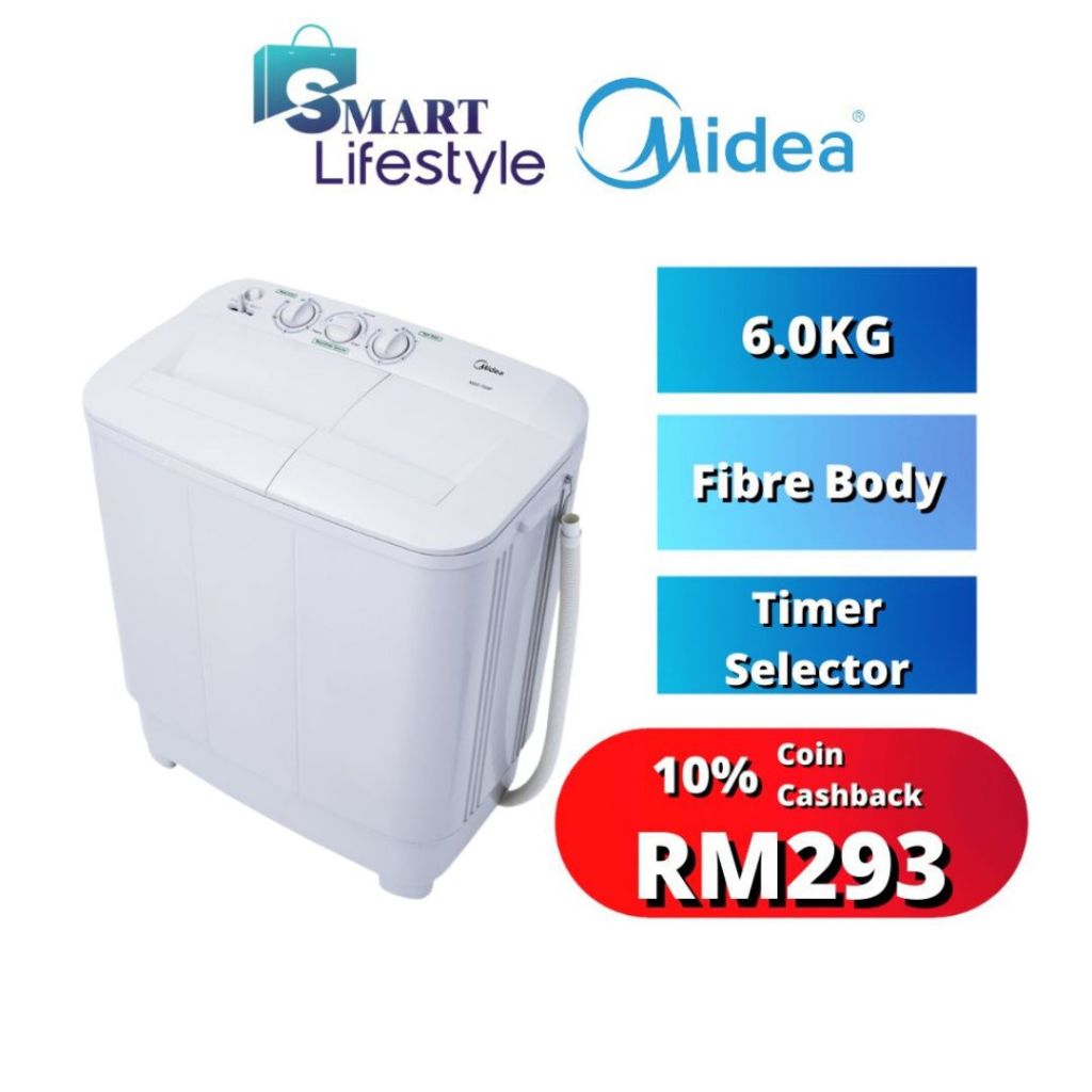 Midea Twin Tub Washing Machine (6.0kg) MSW-6008P/Pensonic Semi Auto Washing Machine (6kg) PWS-6005X