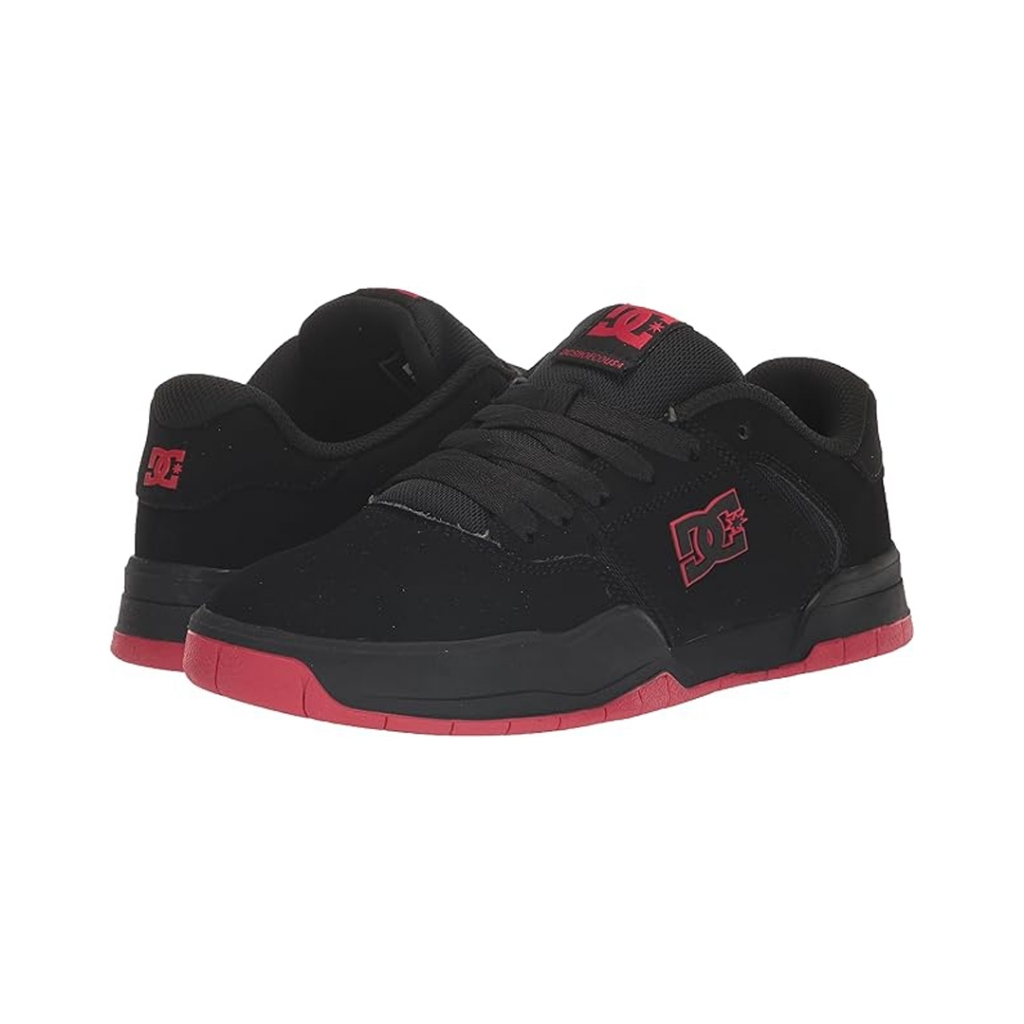 DC Men's Central Casual Skate Shoe- BLK/BLK/RED