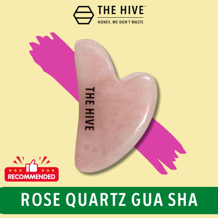 The Hive Rose Quartz Gua Sha Face Massager Tool For Face & Body : For Massage Skin, Decrease Puffiness & Tighten Skin