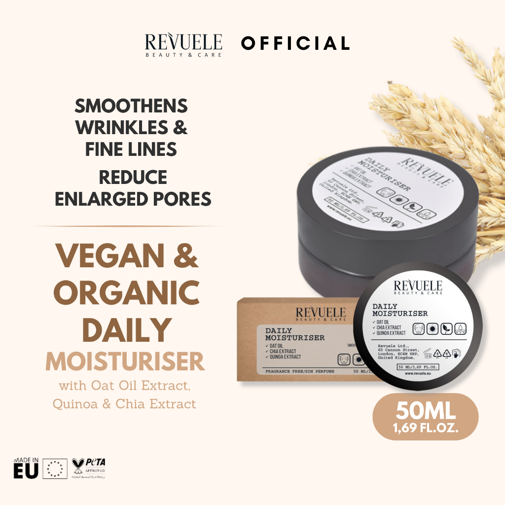 Revuele Vegan & Organic Daily Moisturiser (50ml) Skincare For All Skin Type