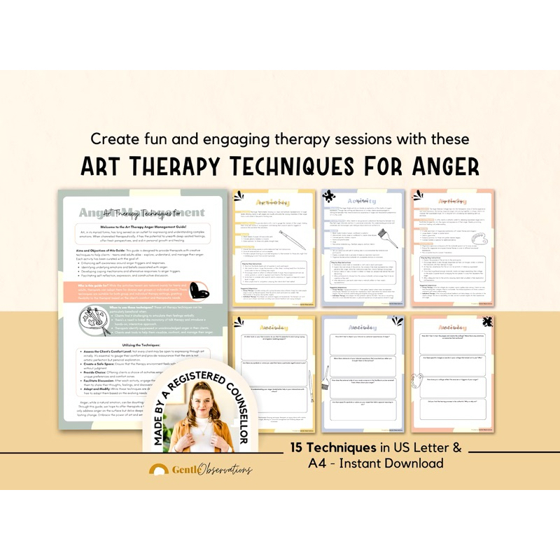 Anger Management Art Therapy Techniques for Teens and Adult Group Counseling Sessions, Emotional Regulation Intervention