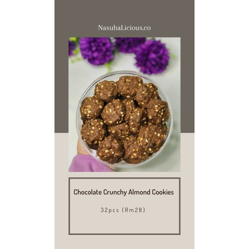 Chocolate Crunchy Almond Cookies
