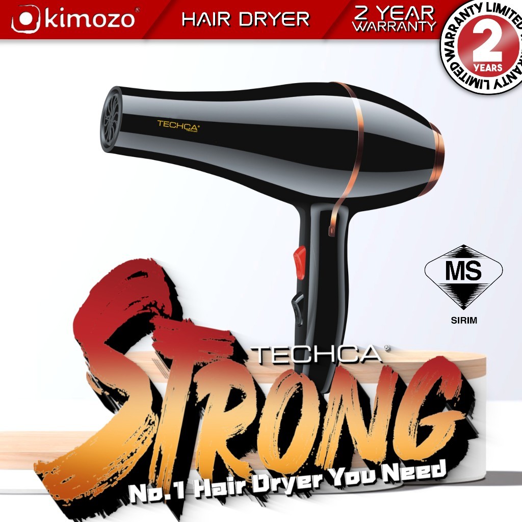 (SIRIM) TECHCA Heavy Duty Hair Dryer IONIC  3000W Salon Grade with BLUE LIGHT TECHNOLOGY Salon Hair Dryer