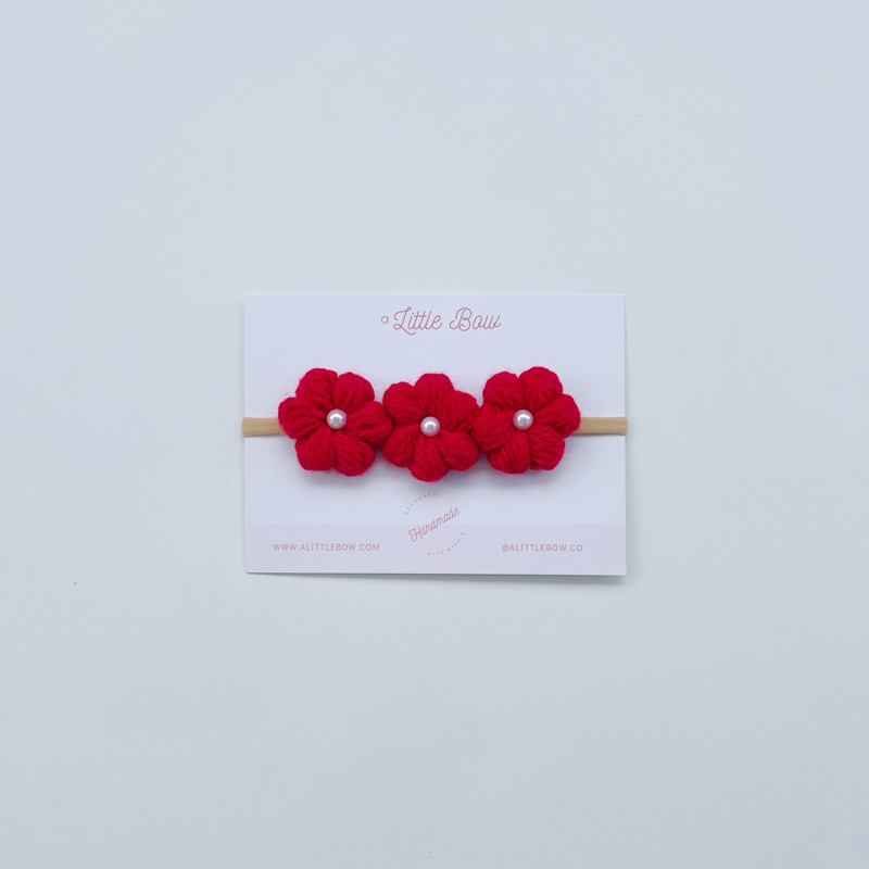 ALITTLEBOW Puffy Pearls Headband // Red