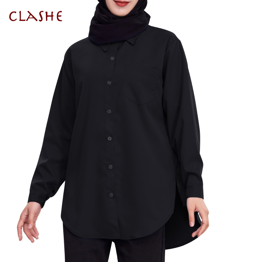 Clashe Blouse S-8XL 40-110kg Shirt Rayon Soft Korean Style Solid Color Single Pocket Long Sleeve Plus Size Women's Top