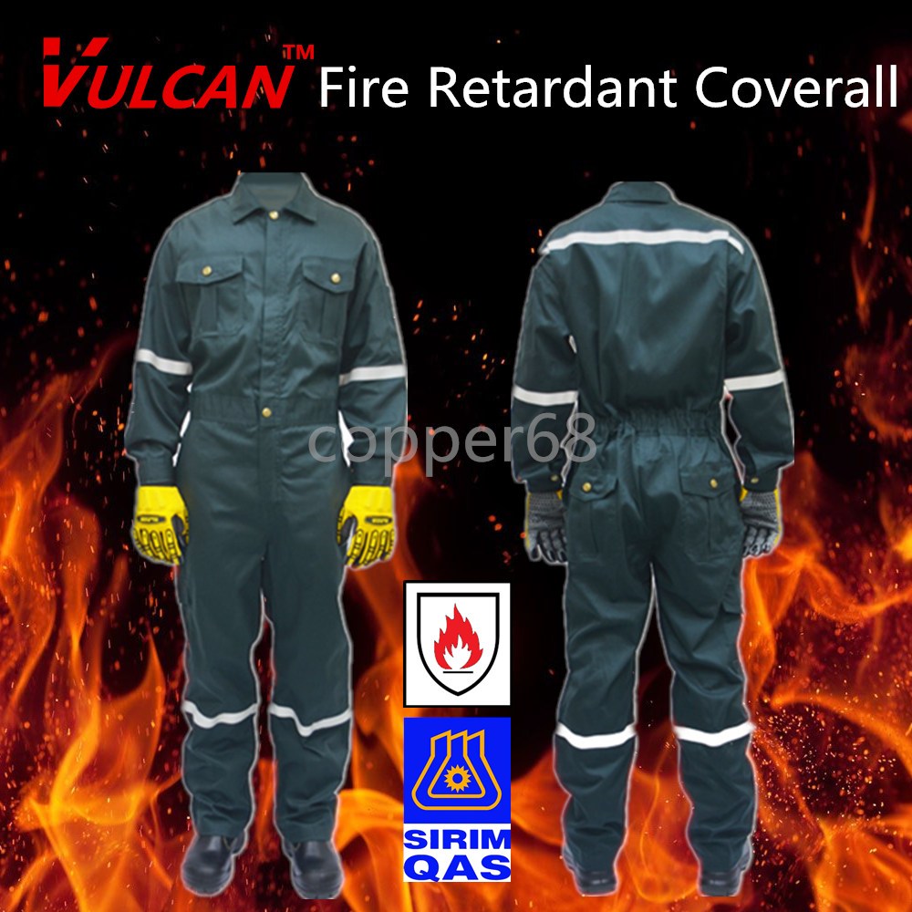 VULCAN SIRIM DOSH Approved Dark Green Fire Retardant Coverall | FRC Clothing Overall | Flame Resistant Workwear