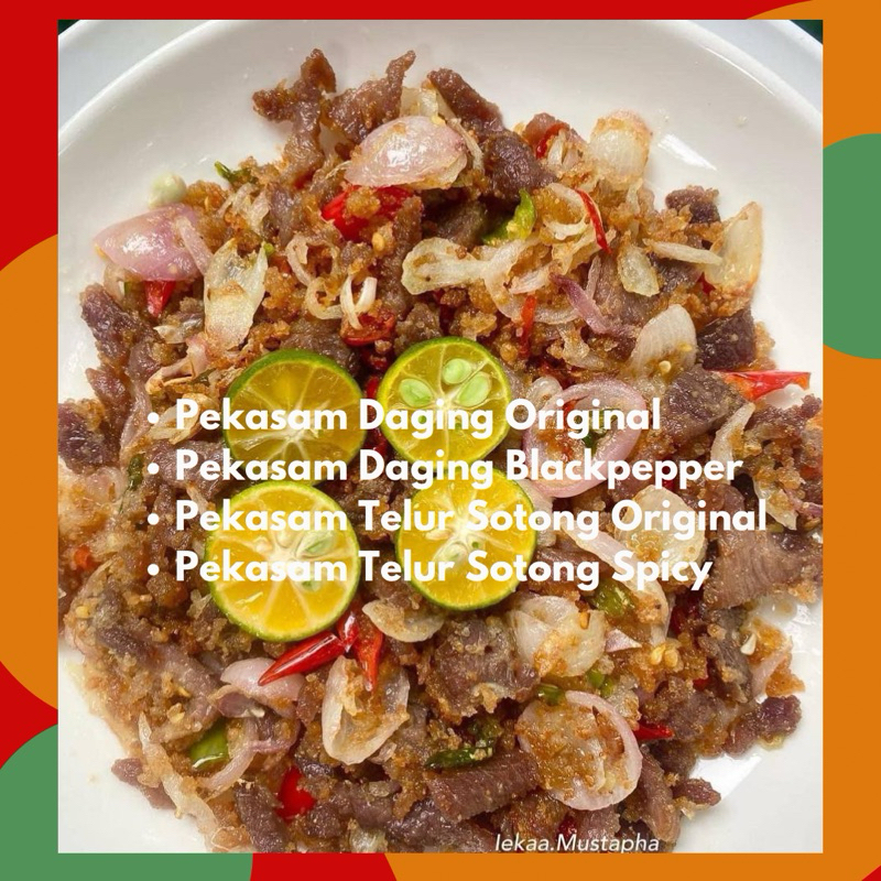 Pekasam Daging 230g & Pekasam Telur Sotong 250g Original, Spicy, Black pepper