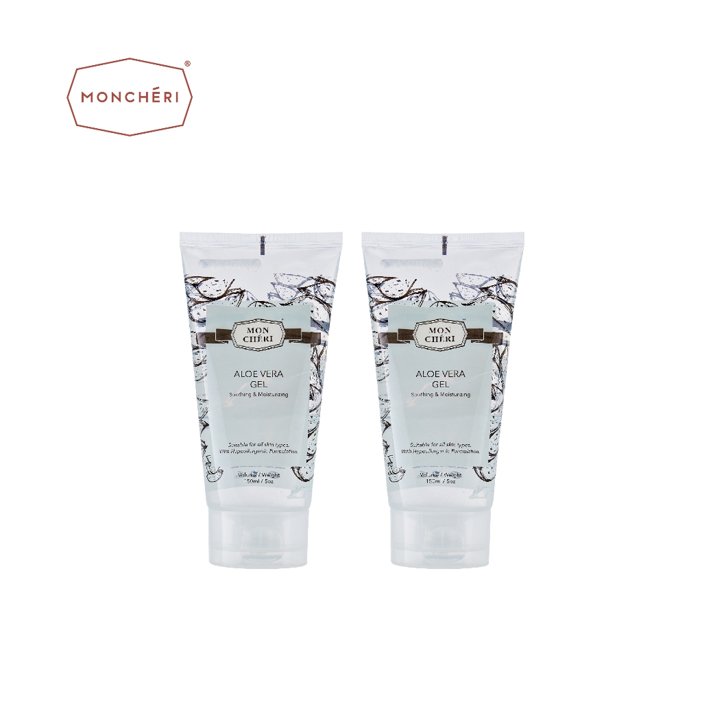 MON CHERI Aloe Vera Gel Duo 99% Aloe Vera for Face & Body Hydrating Soothing Made in Korea
