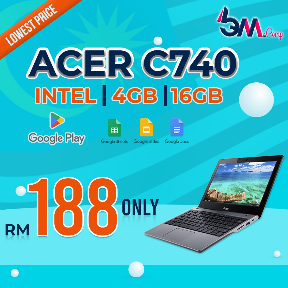 Acer C740 Chromebook - 4GB RAM - 16GB SSD - 11.6 Inch Playstore (Refurbished)