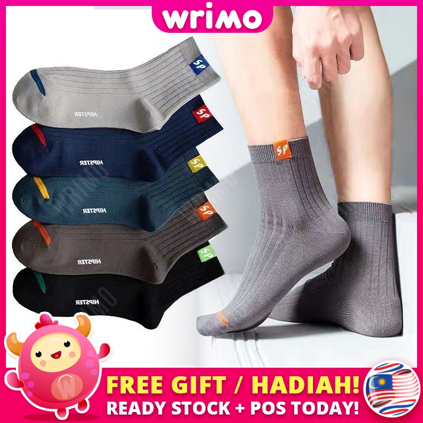 READY STOCK WRIMO SPWord Men Sock Man Ankle Stocking Lelaki Shoes Work School Sports Sweat Absorption Cotton fc11713