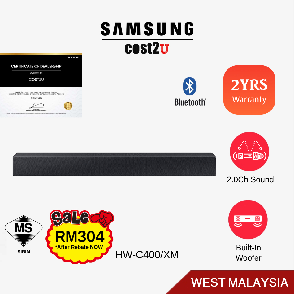 [2 𝙔𝙚𝙖𝙧𝙨 𝙒𝙖𝙧𝙧𝙖𝙣𝙩𝙮] Samsung C400 Soundbar with Bluetooth TV Connect | HW-C400/XM HW-C400 Sound Bar Bar Bunyi Speaker 声霸