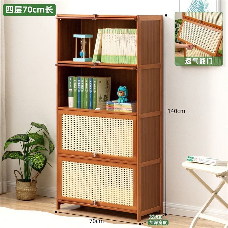 RoyalRack【Ready Stock】Bamboo RackBookshelf Organizer Household Storage Shoe Book Cabinet Rattan Multipurpose Rack Modern