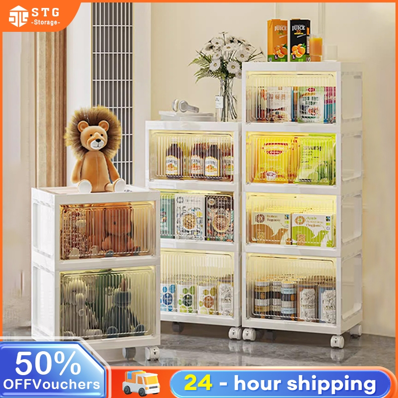 2/3/4 Layers Kitchen And Bathroom Multi-Scene Transparent Cabinet Toy Snack Storage Box with Wheels Loker Dapur 收納櫃