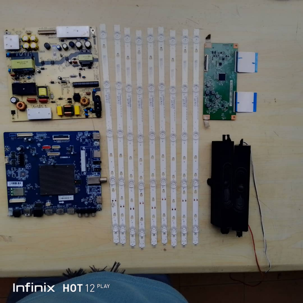 LE50K6600UG HAIER 50" TV MOTHER BOARD,RIBBON CARD, LVDAS CABBLE,POWER SUPPLY, T-CON, BACKLIGHT, SPEAKER AND POWER BUTTON