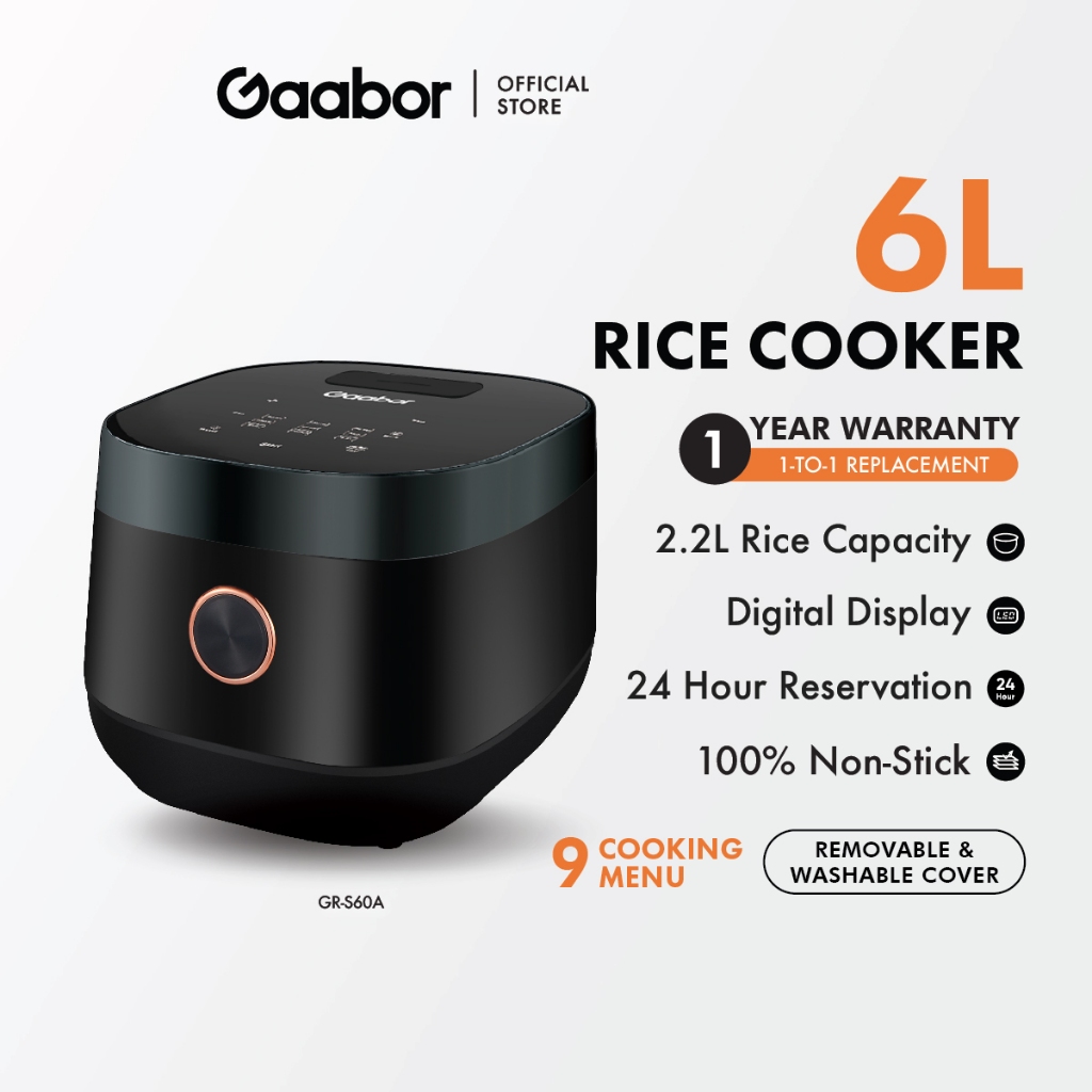 Gaabor 5L Rice Cooker Family Cooking Large Touch Display Anti-Scald Cover Energy Saving RC50M-BE01A