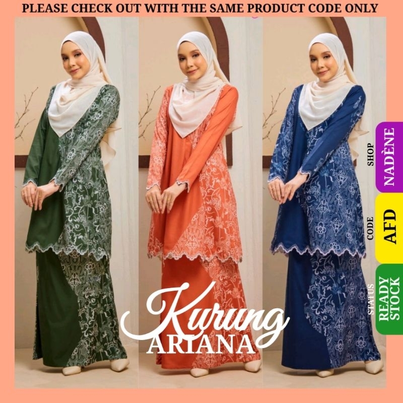 [ AFD ] 6 WARNA | BATIK ARIANA | KURUNG RIAU SULAM | PLUSSIZE | BAJU RAYA FAMILY SEDONDON | BRICK ORANGE BLACK NAVY BLUE