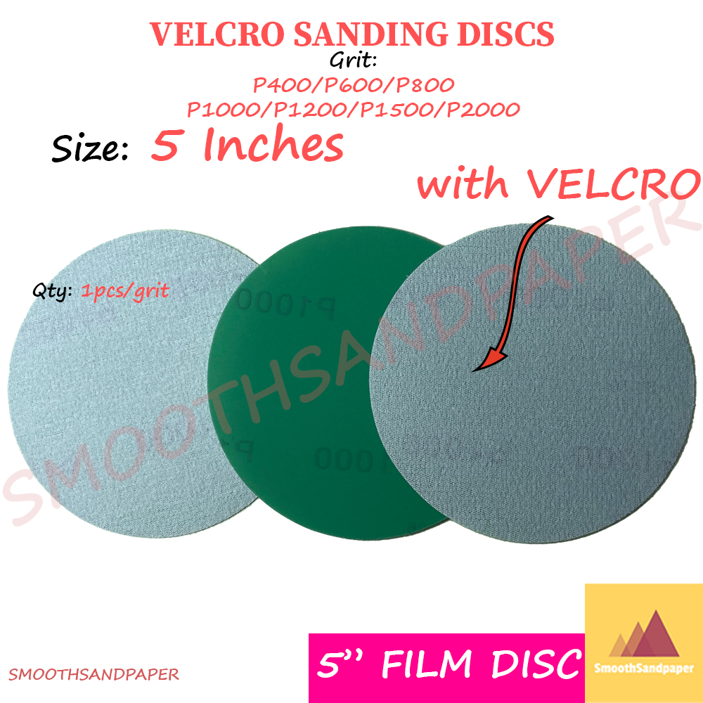5Inches Velcro Film Wet Sanding Disc Sandpaper 聚酯薄膜绿砂圆砂盘 Polyester Film Abrasive Kalis Air Bulat 5'' image 4