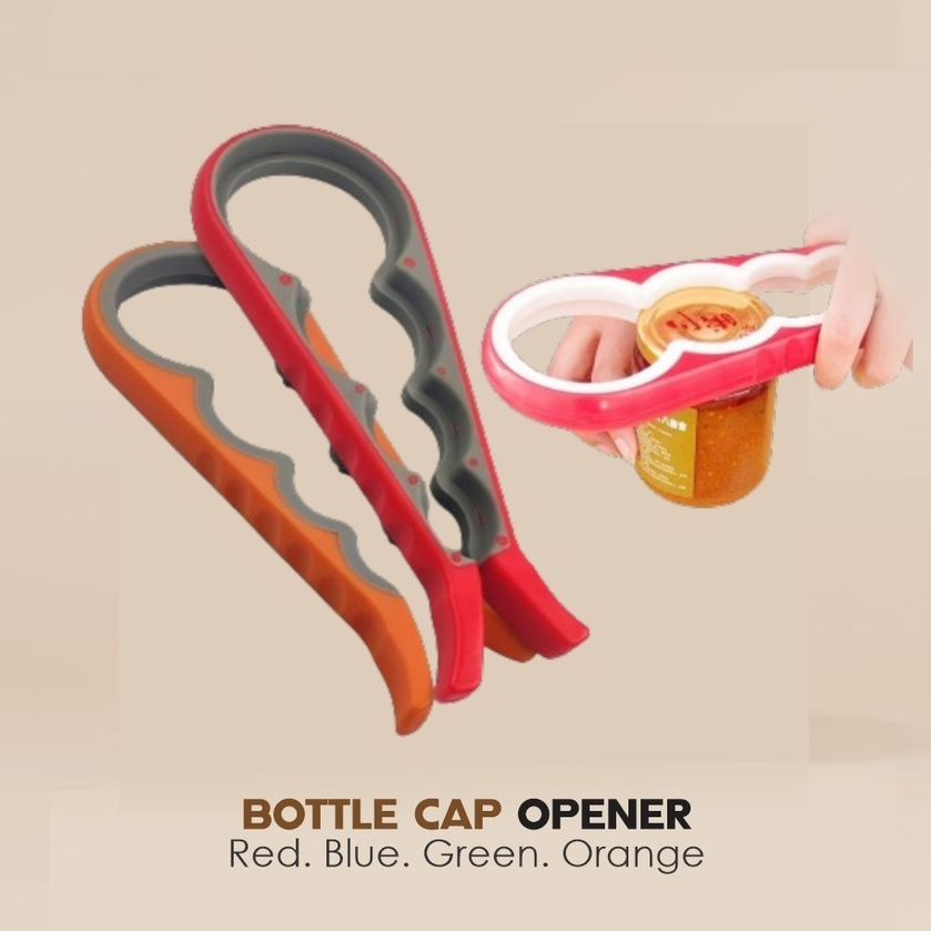 BSU Jar Cap Opener Bottle 4 in 1 Twister Multipurpose Lids Kitchen Helper Tools Anti Slip Manual Alat Pembuka Botol