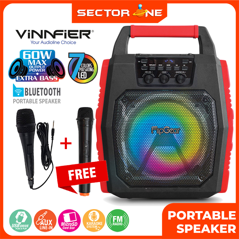 Vinnfier FlipGear Tango 202 Pro WM TWS Bluetooth Portable Speaker Wireless Speaker Karaoke Speaker with Wireless Mic FM