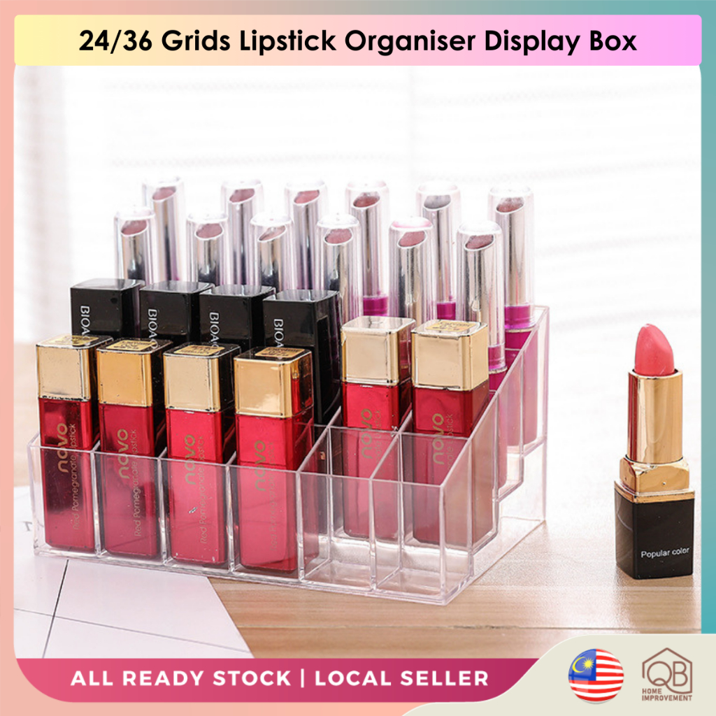 QB 24 36 Lipstick Organizer Cosmetic Makeup Nail Polish Display Holder lipstik pengilat kuku Case Storage Box stand INS