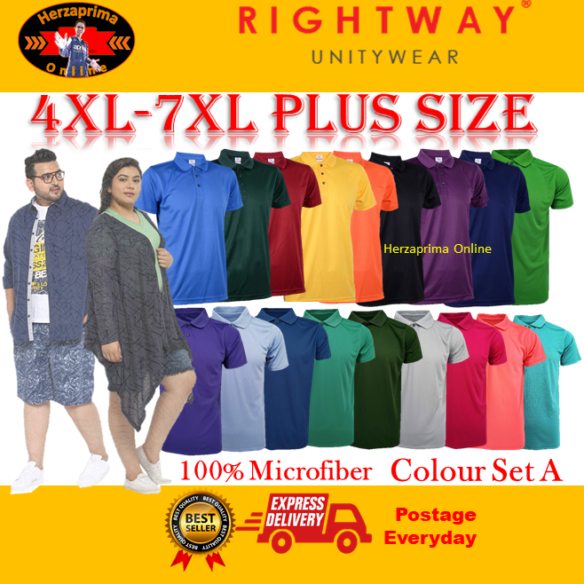 RIGHTWAY Big Size T-Shirt Microfiber 4XL-7XL Collar Polo Colour Set A For Men and Woman By Herzaprima Online