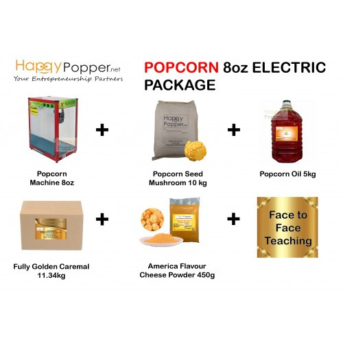 Happypopper Business Package Popcorn Machine Maker Package Electric 8 oz 8oz Seed Caramel Popping Oil Include Traning