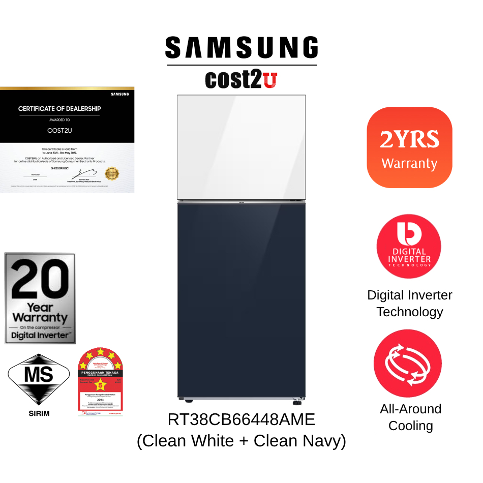 Samsung 450L Digital Inverter Twin Door Refrigerator | RT35K5562SL/ME RT38CG6444B1 (Fridge Peti Ais Sejuk 电冰箱