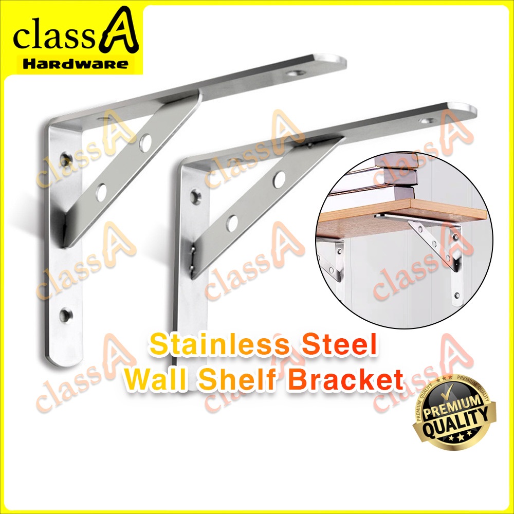ClassAHW Stainless Steel L Bracket L-Shaped Shelf Support L Bracket Rak Besi(1 SET)