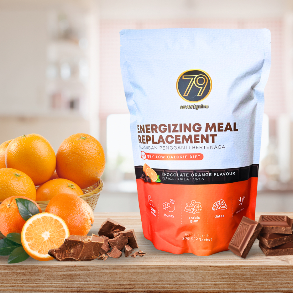 79 Wellness Energizing Meal Replacement Chocolate Orange Flavour Protein Shake Perisa Coklat Oren