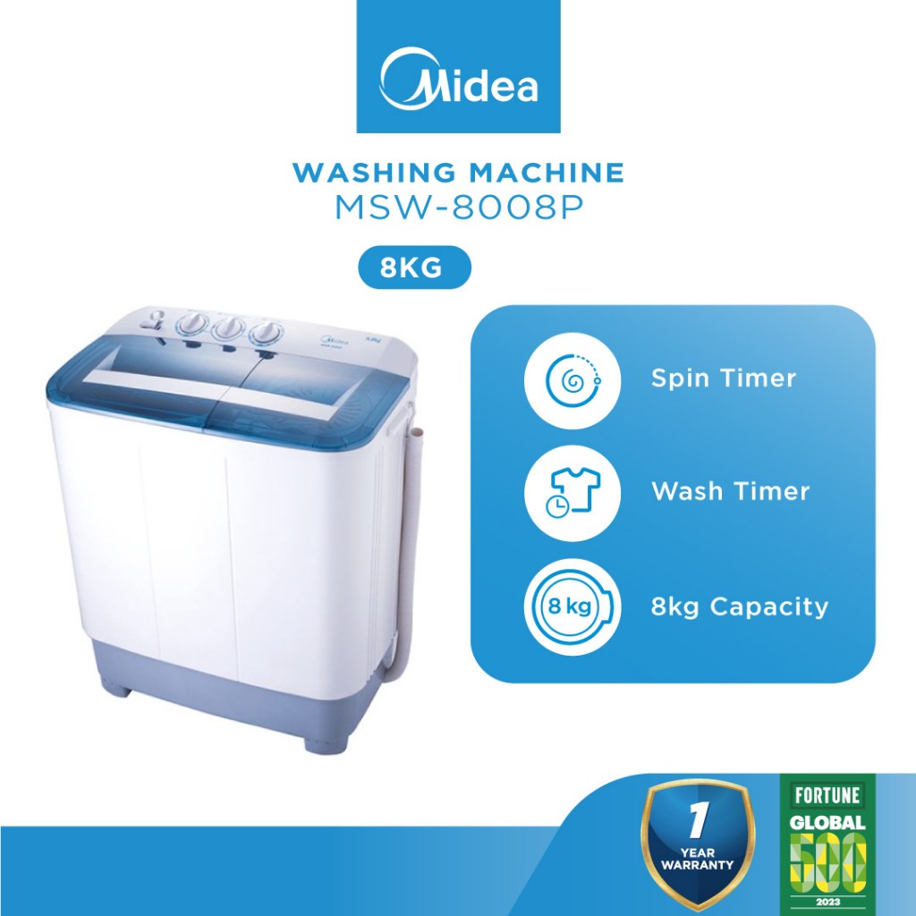 Midea MSW-8008P 8KG Semi Auto Washing Machine / Washer / Mesin Basuh