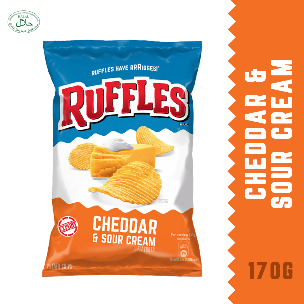 Ruffles Cheddar & Sour Cream 170g / Ruffles Kerepek Kentang Perisa Cheddar & Krim Masam 170g