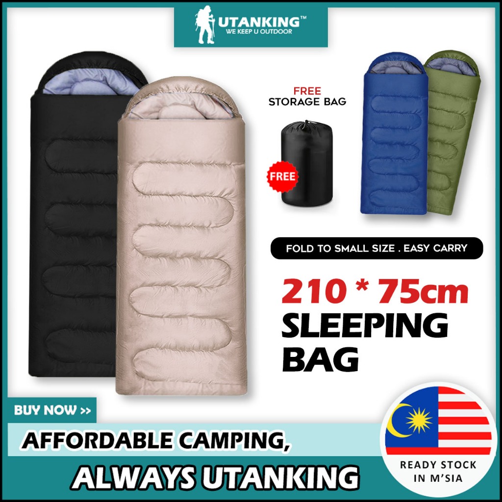 UtanKing™ Premium Sleeping Bag Hooded Sleep Bags Camping Hiking Warm Blanket Picnic Mat Beg Tidur