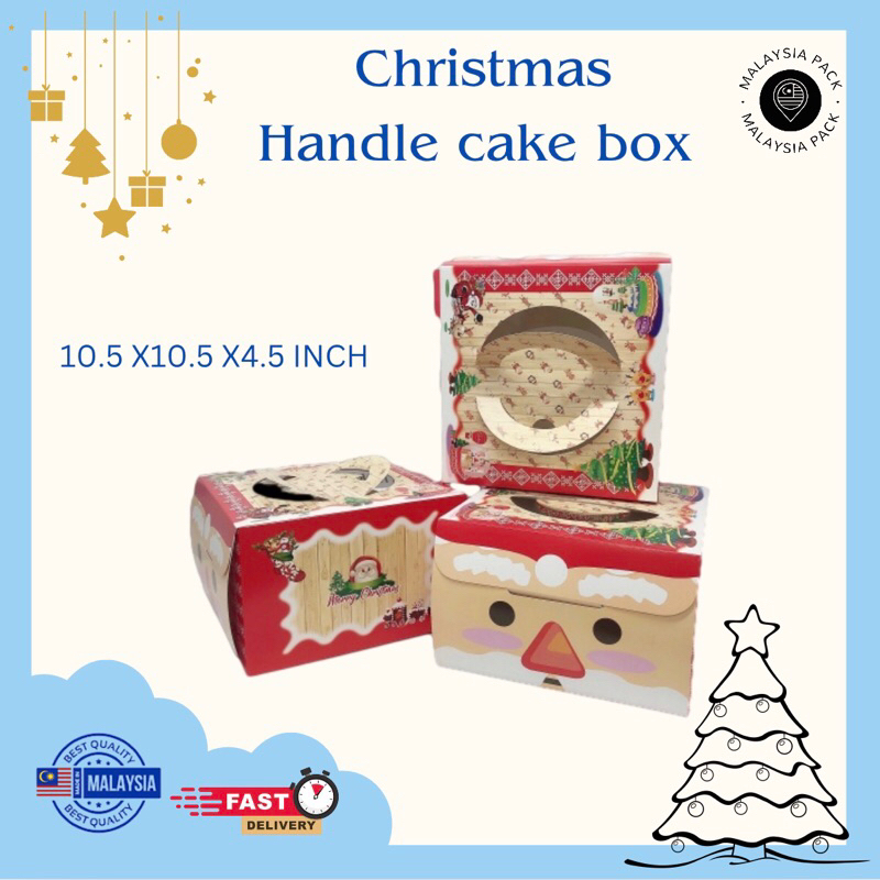 Christmas handle Cake box /cake box/kuih lapis/kek kotak/handle box