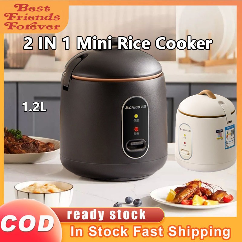 BFF 24SS CHIGO 2 IN 1 Mini Rice Cooker Periuk Nasi Elektrik Kecil Cooking Pot Electric Rice Cooker Pot Steamer 1.2L/200W