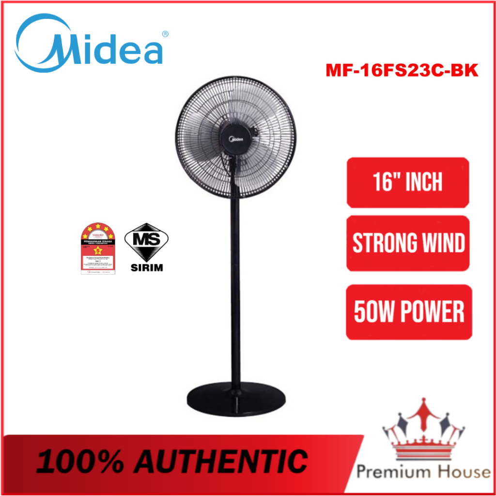 Midea 16'' Stand Fan Black MF-16FS23C-BK / 4 in 1 Multi Function Table Fan or Floor Fan / Adjustable Height