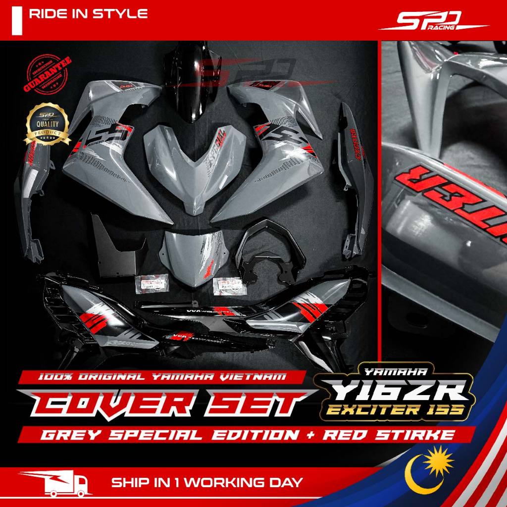 Y16 V1 Cover Set Grey Special Edition + Red Strike I PNP 100% ORIGINAL YAMAHA VIETNAM For Y16ZR V1 I EXCITER 155