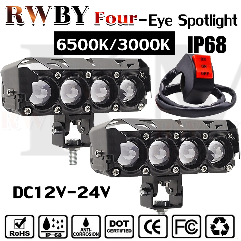 Car Led Bulb Motorcycle led Mini Driving Light 4 eye12-24V Signal light Amber+White Color LED Lamp LC135 lampu Universal