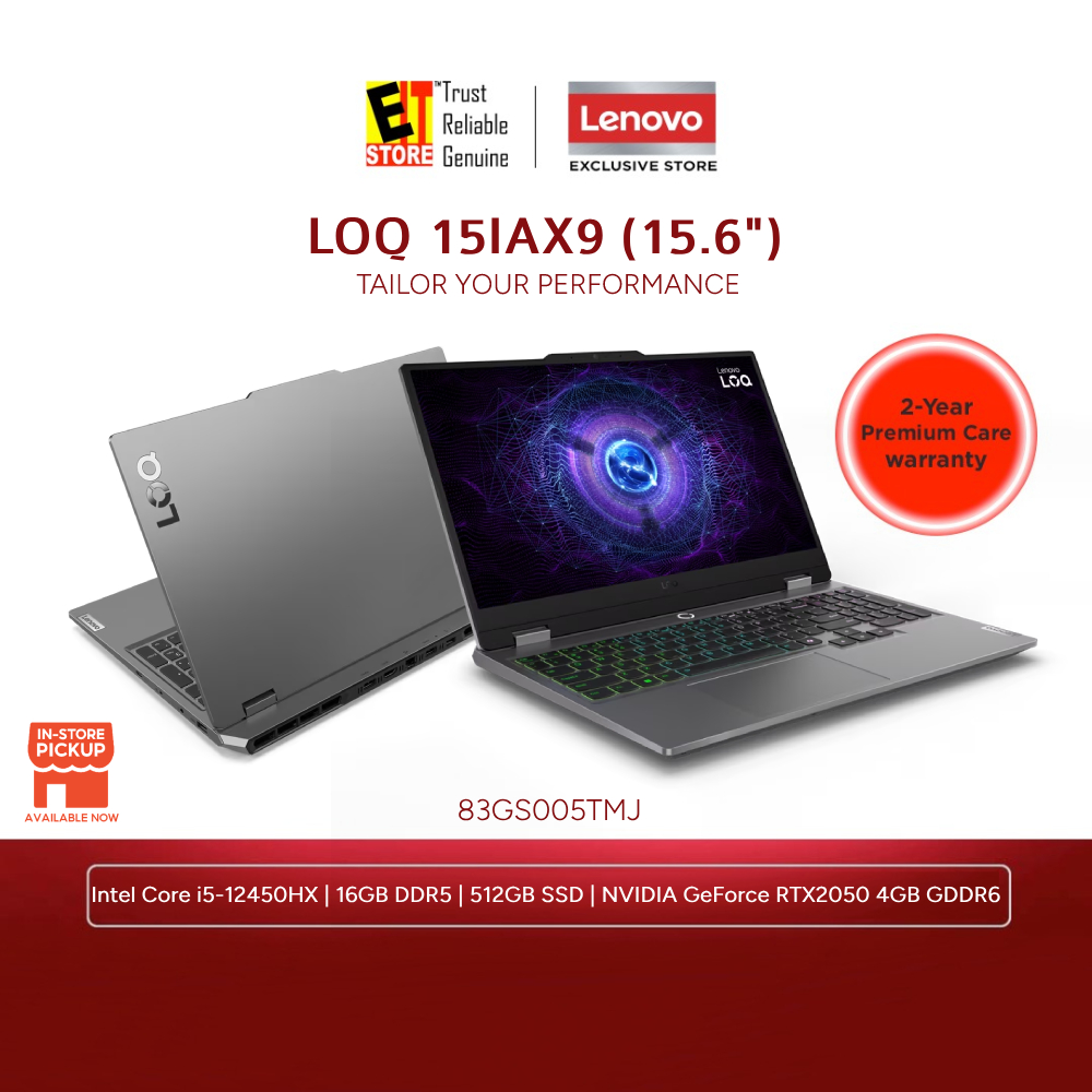 LENOVO LAPTOP LOQ AI GAMING (I5-12450HX /12GB DDR5/512GB/15.6 FHD 144HZ/4GB RTX2050/A1 CHIP/W11/BAG/2Y) 83GS005TMJ